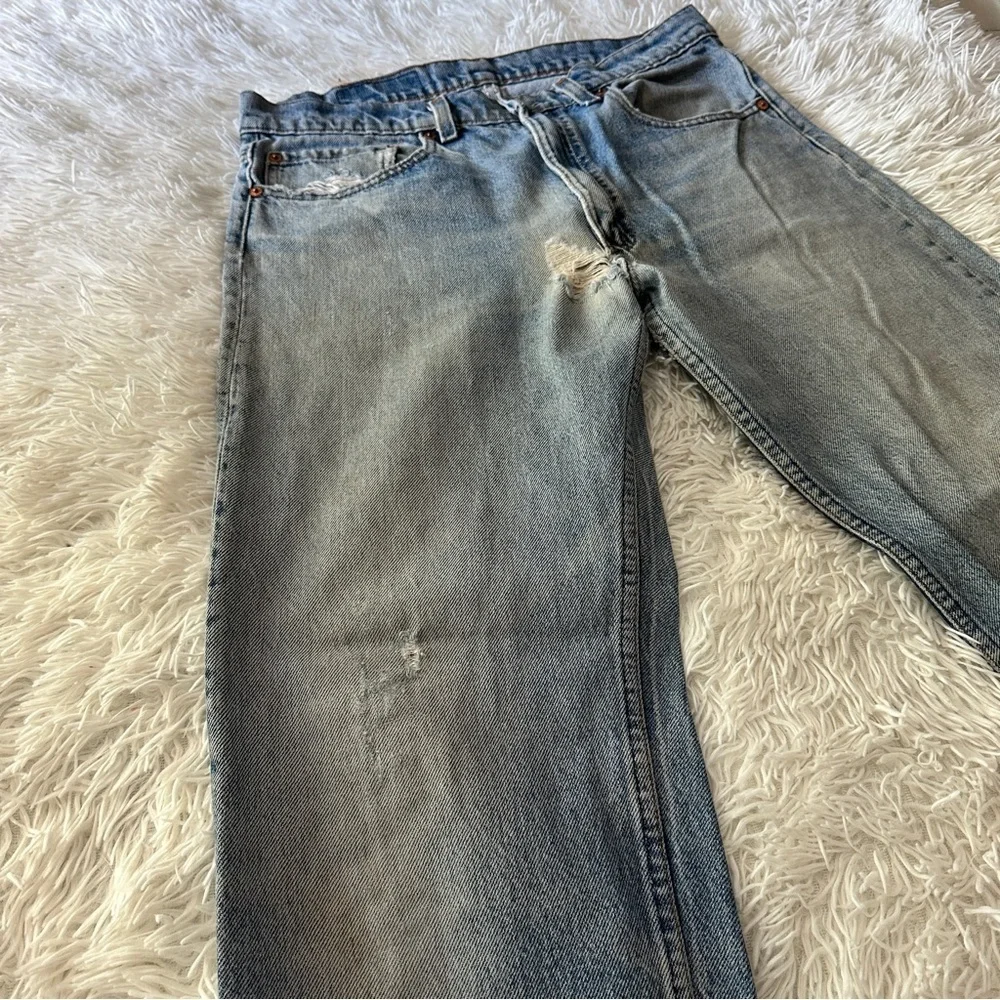 Vintage 80s Levi’s 505 USA Made Zip Fly Straight Leg Distressed Jeans 33x32